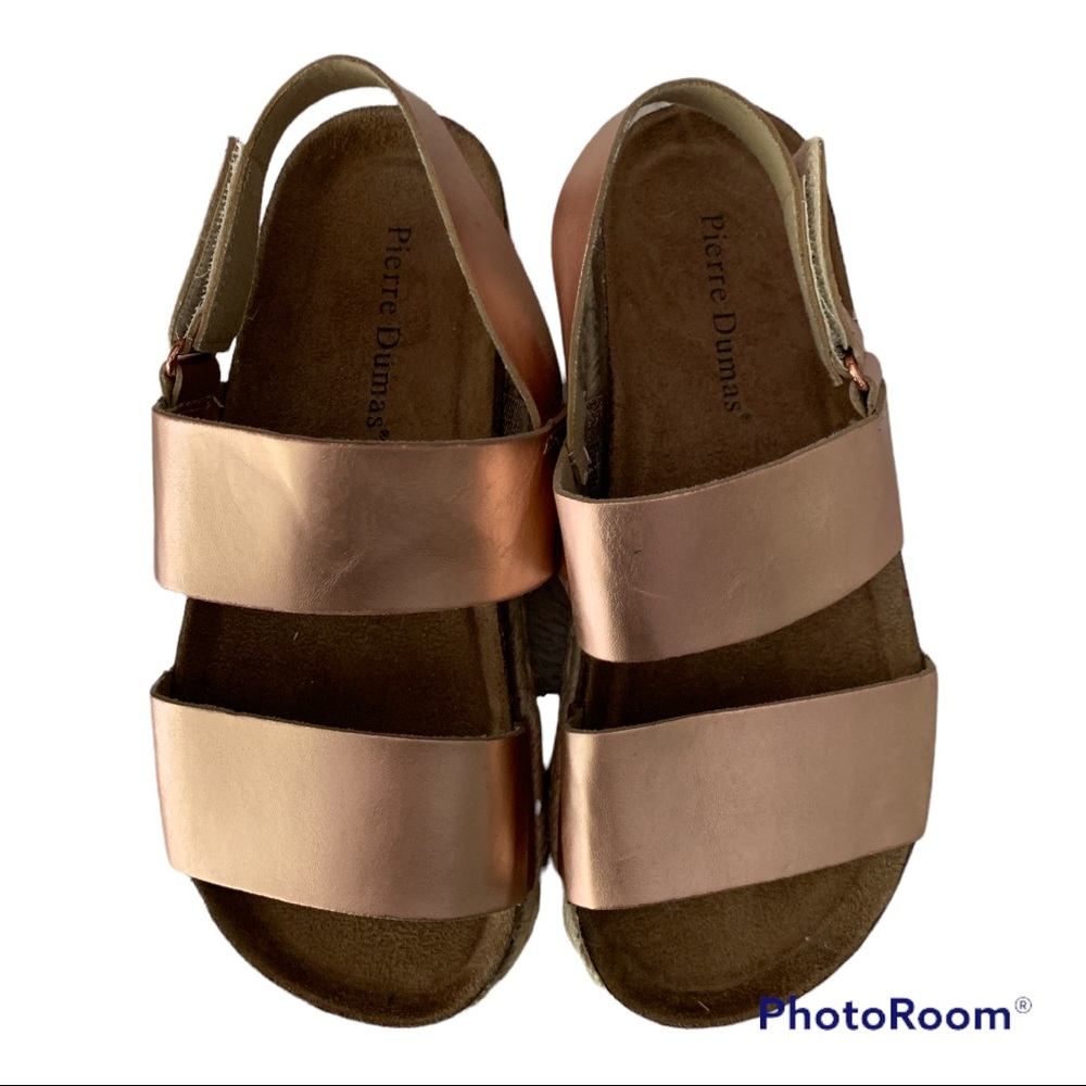 Pierre Dumas Rose Gold Flatform Wedge Sandals - Picture 2 of 5